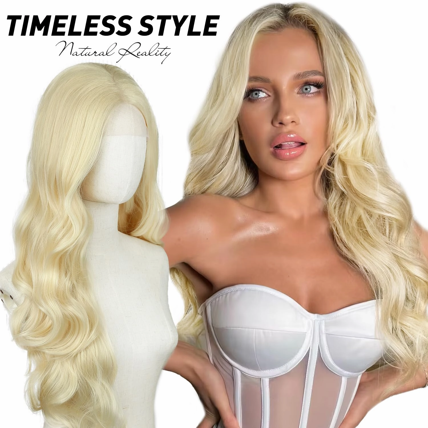 WIGNEE 13x4 Blonde Lace Front Wigs Pre-Plucked Natural Synthetic Kanekalon Lace Front Wig Layered Body Wave Wig Wear And Go Free Part Glueless Lace Front Wigs For Black Women,26" Blonde