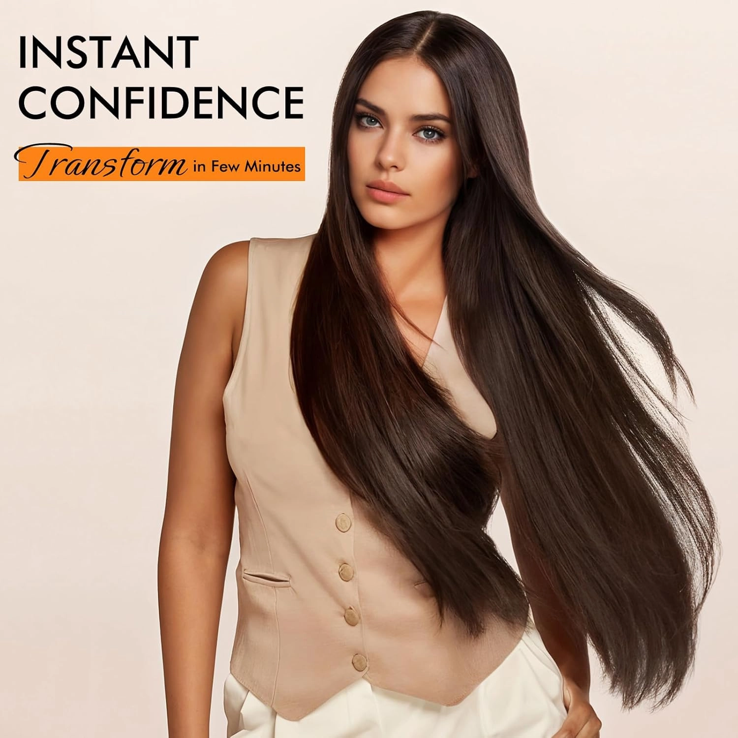 WIGNEE 13x4 Synthetic Lace Front Wig 28 Inch Silky Long Straight Wig Pre-Plucked Kanekalon Hair Glueless Wig with Natural Hairline Free Part Lace Front Wig Dark Brown Wigs for Black Women