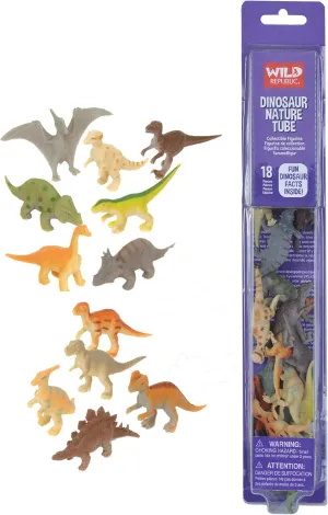 Wild Republic Dinosaur Animal Figurines Tube, Dinosaur Toys, T Rex, Triceratops, Velociraptor, Dilophosaurus, Stegosaurus, Brachiosaurus and More Multi, 1.5" to 3"
