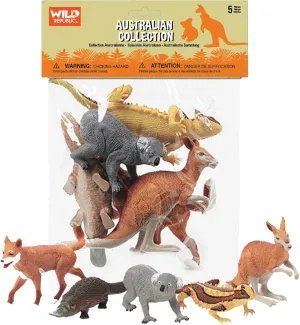Wild Republic Kangaroo, Koala, Dingo, Platypus, Lizard, Australian polybag, 5 pc Set