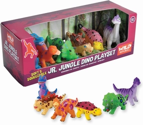 Wild Republic T-Rex, Triceratops, Stegosaurus, Diplodocus, Ankylosaur, Brachiosaurus, Junior Jungle Dino Playset, 6 pc Set