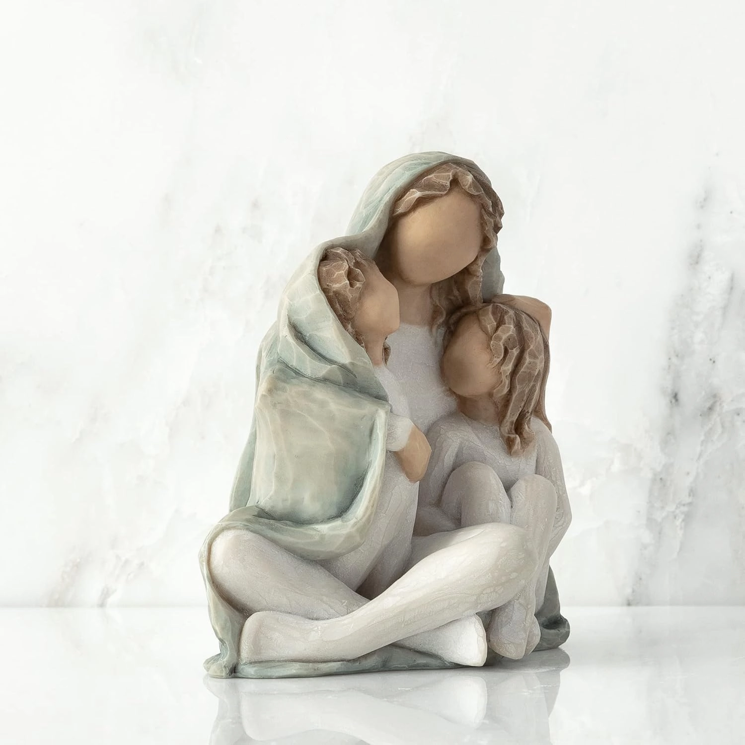 Willow Tree Cozy, Close Together, we Three, Loving Embrace from Mother, Grandmother, Caregiver, Nanny, Depicts Playful Relationship and Imaginative Play, Sculpted Hand-Painted Figure