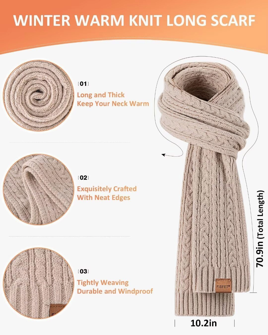 Winter Beanie Hat Scarf Gloves Set for Women, Pom Pom Beanie Fleece Lined Knit Neck Warmer Touchscreen Gloves 3 in 1 Gift Set