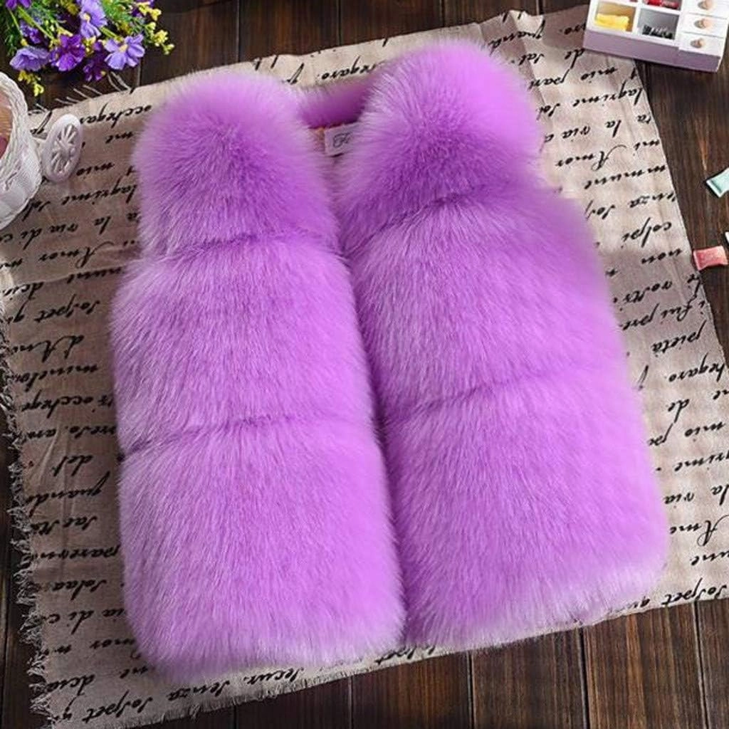 Winter Coats for Toddler Baby Girls Faux Fur Vest Winter Warm Coat Jacket Cute Thick Furry Kids Vest Dress Coat
