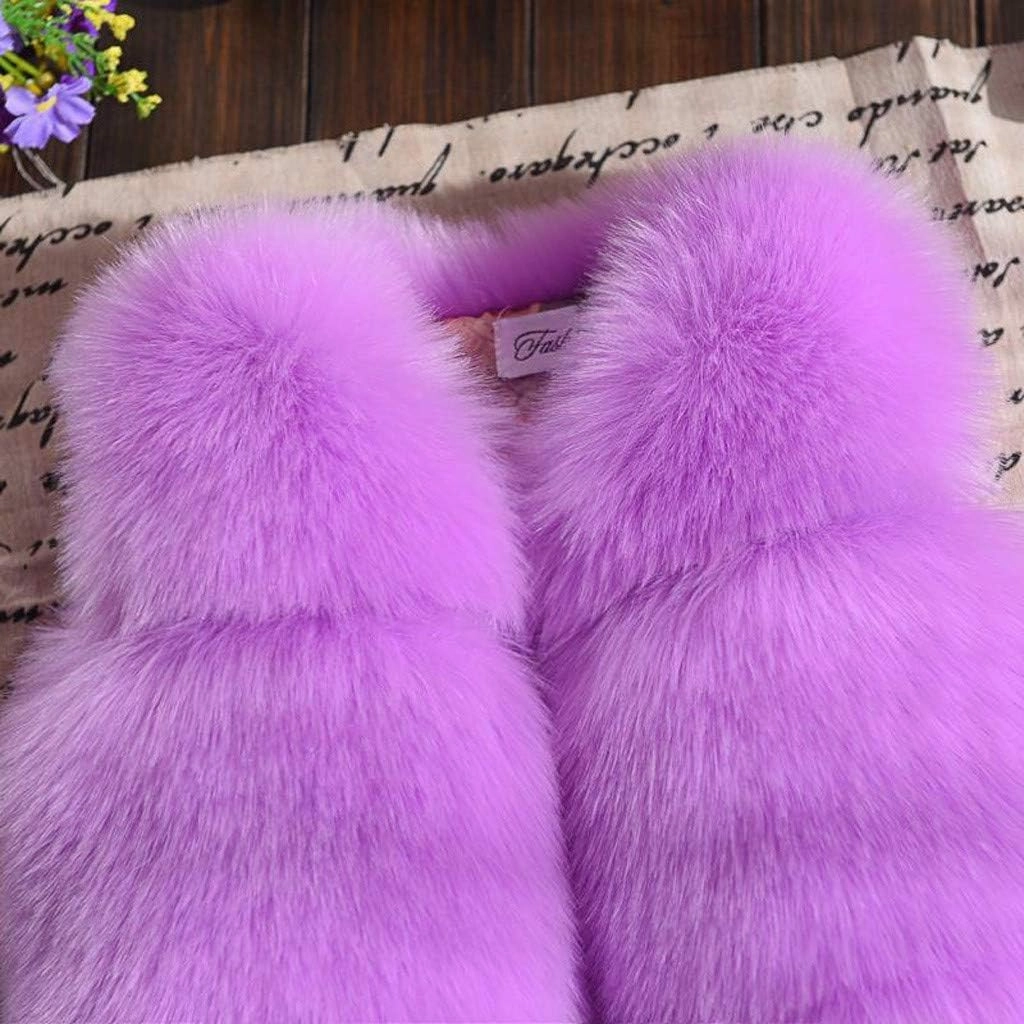 Winter Coats for Toddler Baby Girls Faux Fur Vest Winter Warm Coat Jacket Cute Thick Furry Kids Vest Dress Coat