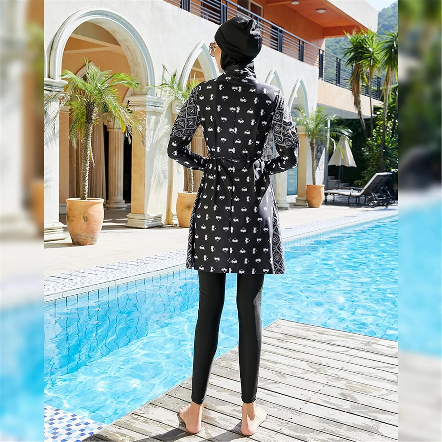 Women Modest Swimsuit Fully Coverage Swimwear Burkini Islamic Hijab Bathing Suit