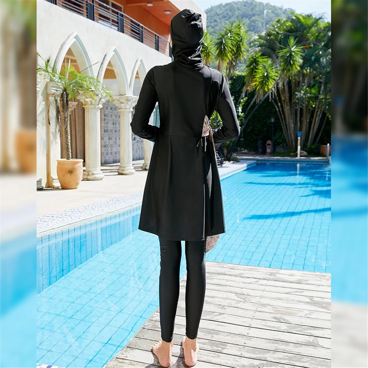 Women Modest Swimsuit Fully Coverage Swimwear Burkini Islamic Hijab Bathing Suit
