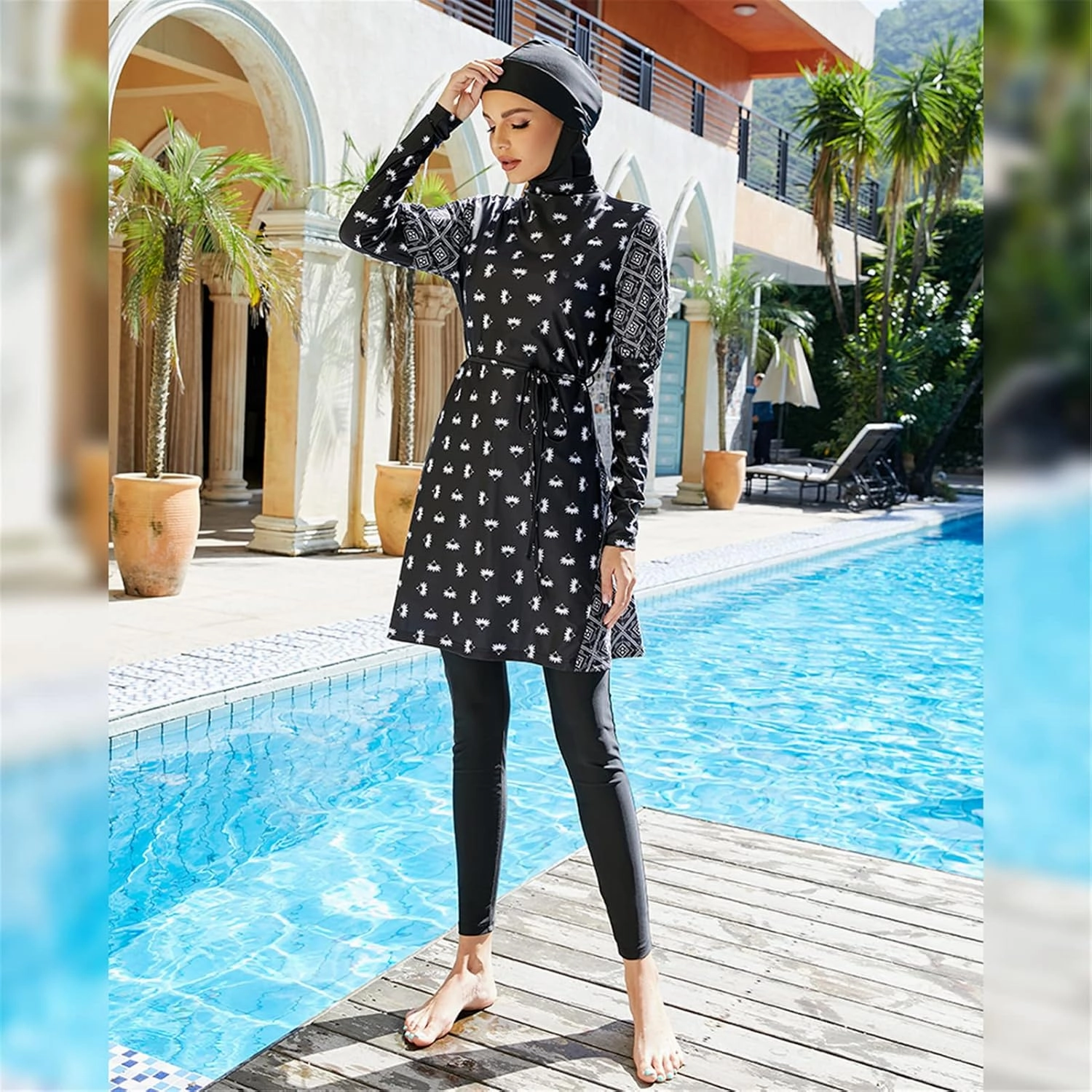 Women Modest Swimsuit Fully Coverage Swimwear Burkini Islamic Hijab Bathing Suit
