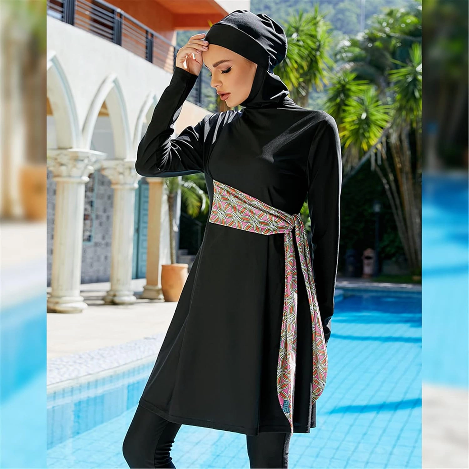 Women Modest Swimsuit Fully Coverage Swimwear Burkini Islamic Hijab Bathing Suit