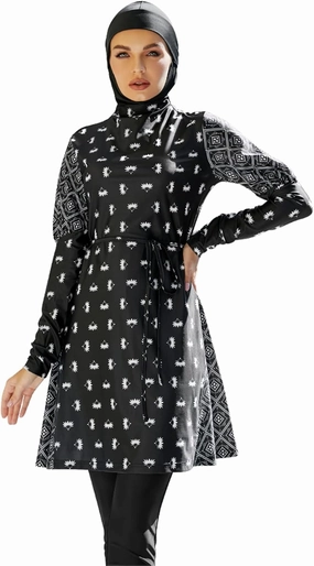 Women Modest Swimsuit Fully Coverage Swimwear Burkini Islamic Hijab Bathing Suit