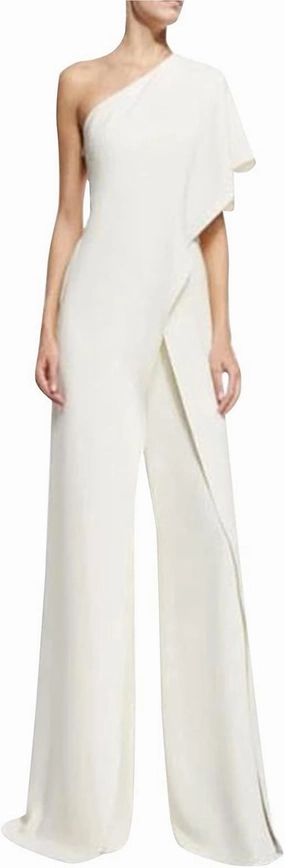 Women's Asymmetric Ruffles One Shoulder Bodycon Wide Leg Sexy Nightclub Party Jumpsuit Rompers