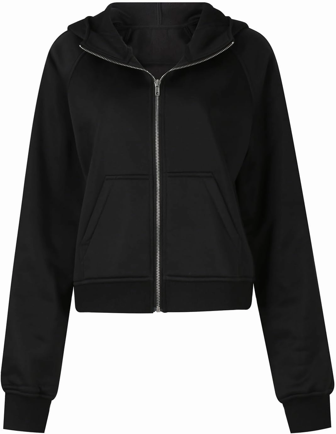 Women's Fashion Hoodies & Sweatshirts Casual Long Sleeve y2k Clothes Full Zip Up Cropped Hoodie Jacket With Pockets