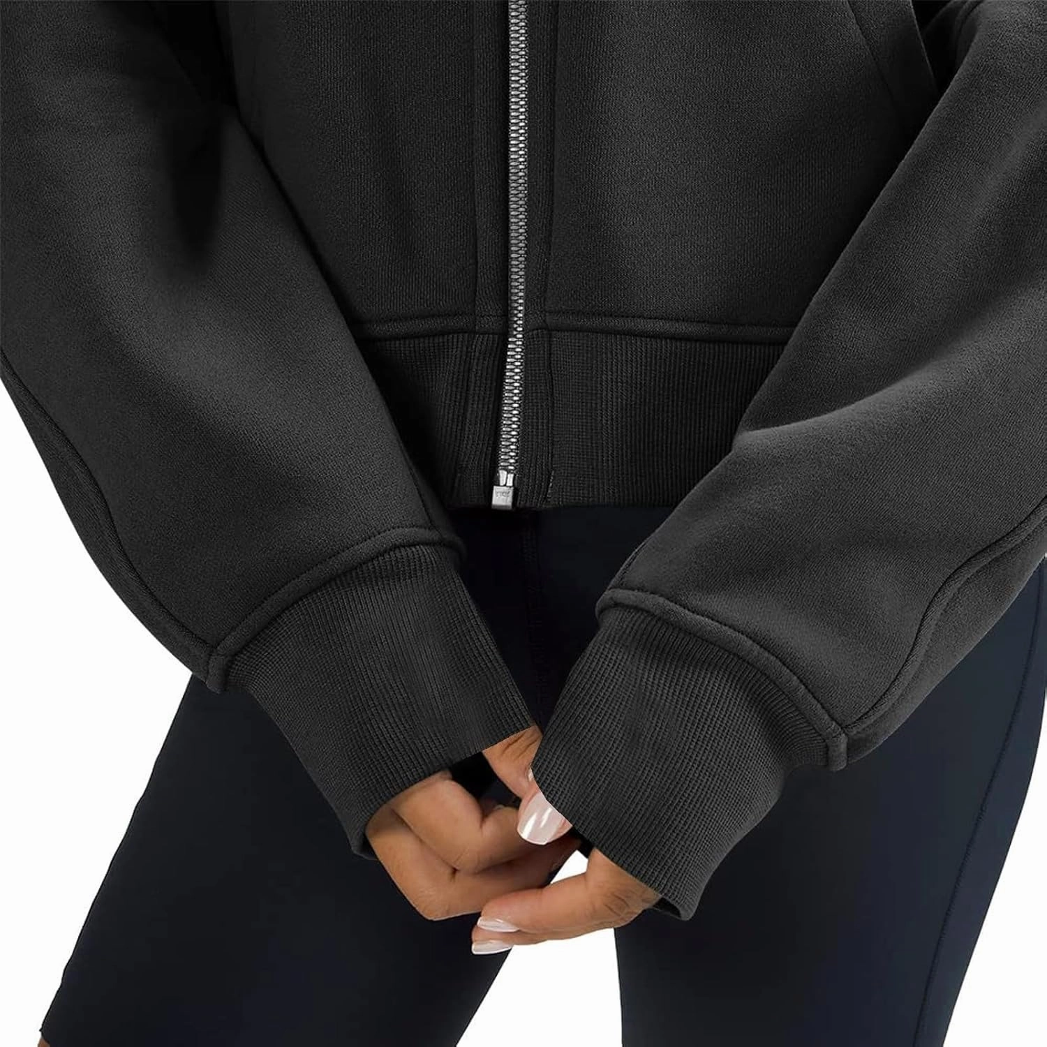 Women's Fashion Hoodies & Sweatshirts Casual Long Sleeve y2k Clothes Full Zip Up Cropped Hoodie Jacket With Pockets