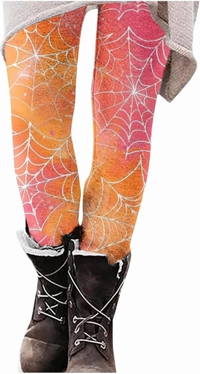 Women's Halloween Pumpkin Leggings High Waist Slim Leggings Yoga Pants Stretchy Athletic Legging Tights Halloween