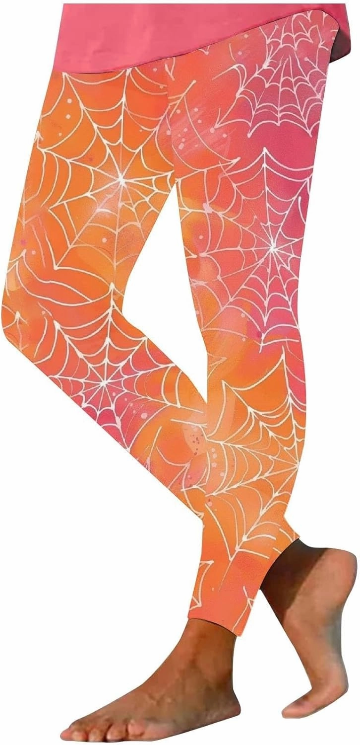 Women's Halloween Pumpkin Leggings High Waist Slim Leggings Yoga Pants Stretchy Athletic Legging Tights Halloween