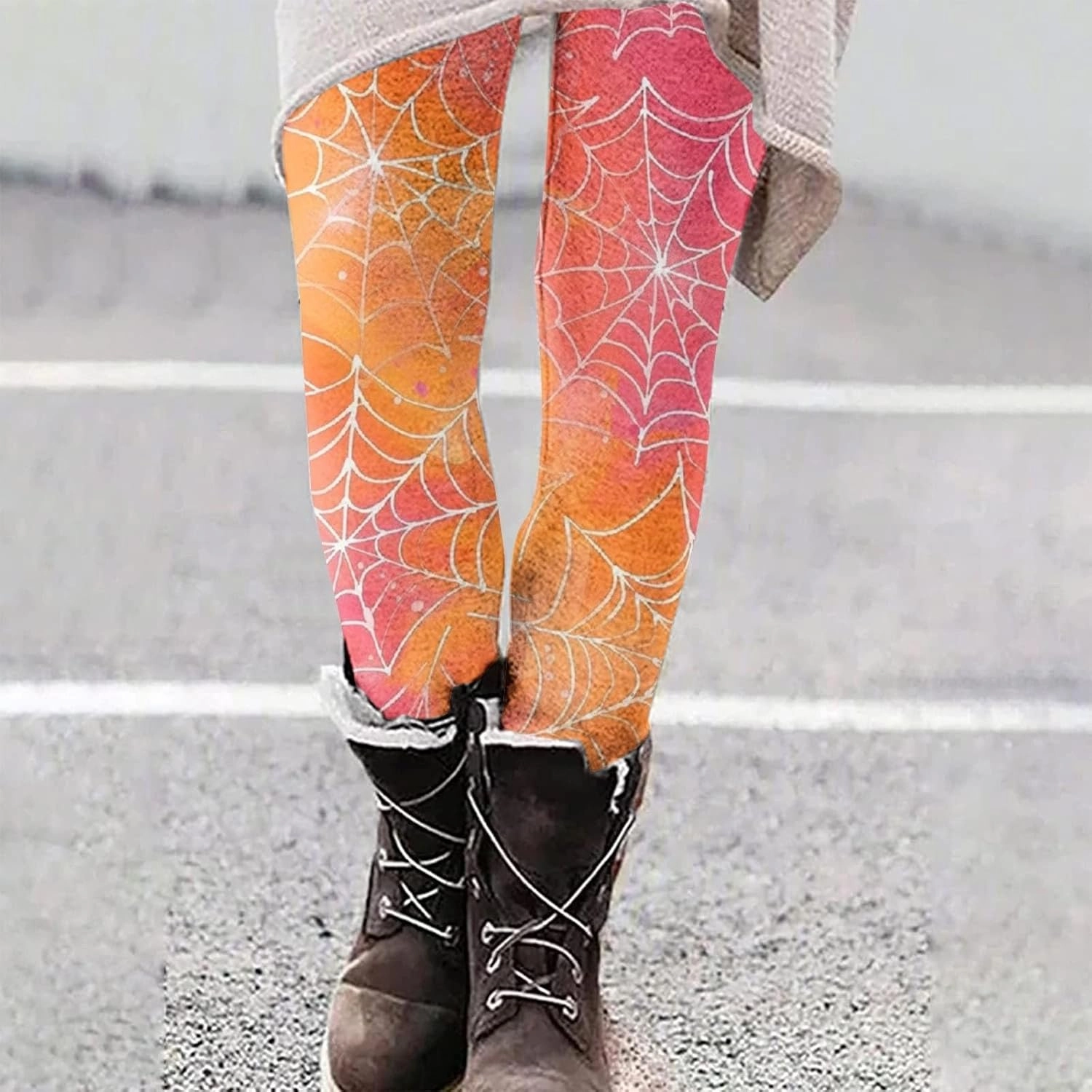 Women's Halloween Pumpkin Leggings High Waist Slim Leggings Yoga Pants Stretchy Athletic Legging Tights Halloween