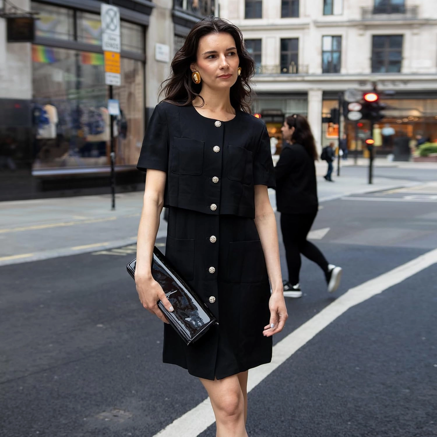 Women's Triacetate Mini Dress Summer Business Casual A Line V-Neck Button Dresses for Wedding Guest Teacher Work