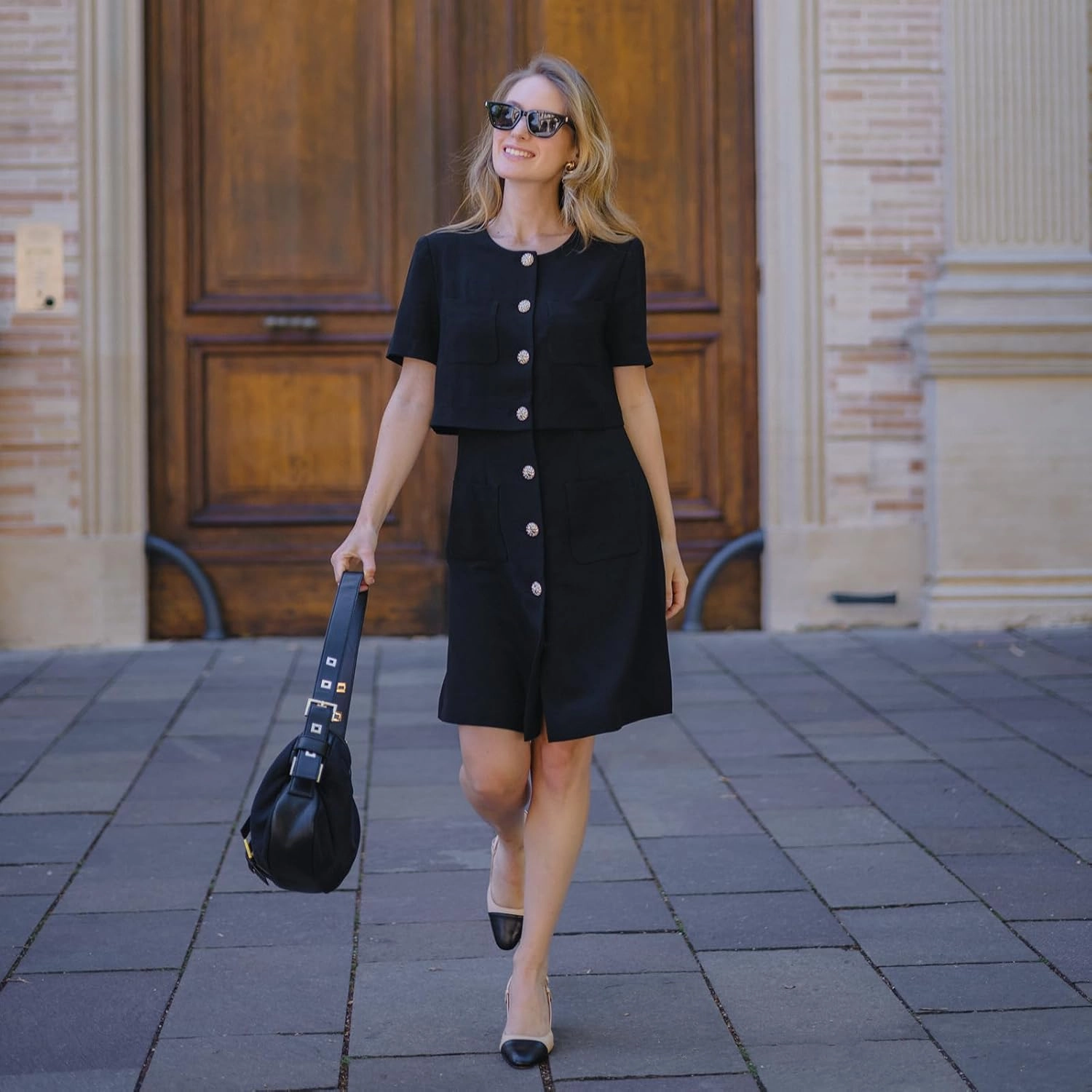 Women's Triacetate Mini Dress Summer Business Casual A Line V-Neck Button Dresses for Wedding Guest Teacher Work