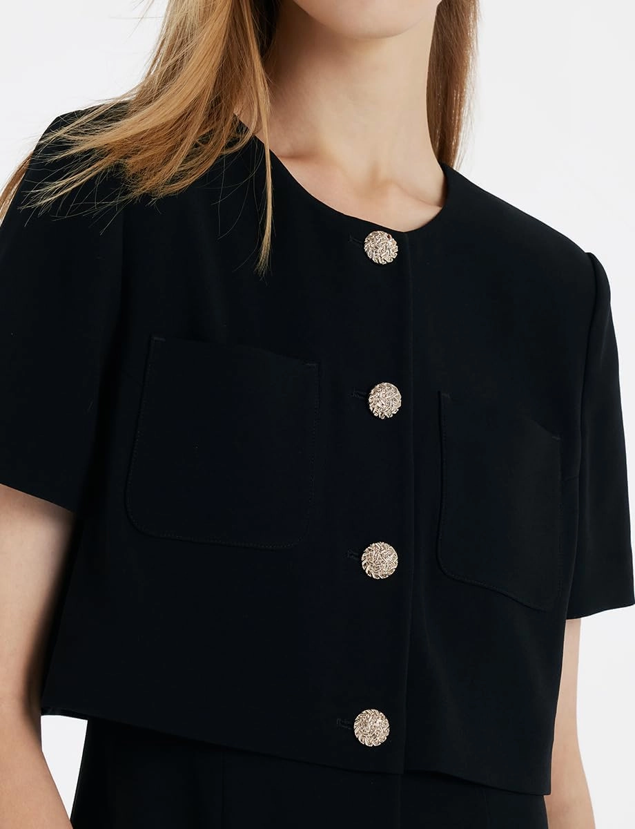 Women's Triacetate Mini Dress Summer Business Casual A Line V-Neck Button Dresses for Wedding Guest Teacher Work