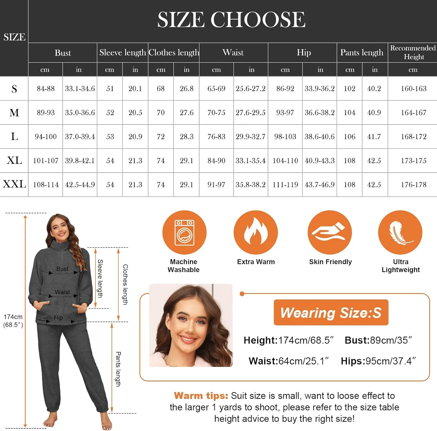 Womens Fleece Pajamas Set Winter Fluffy Pullover Loungewear Pjs 2 Piece Plush Pyjama Sets Sleepwear Nightwear