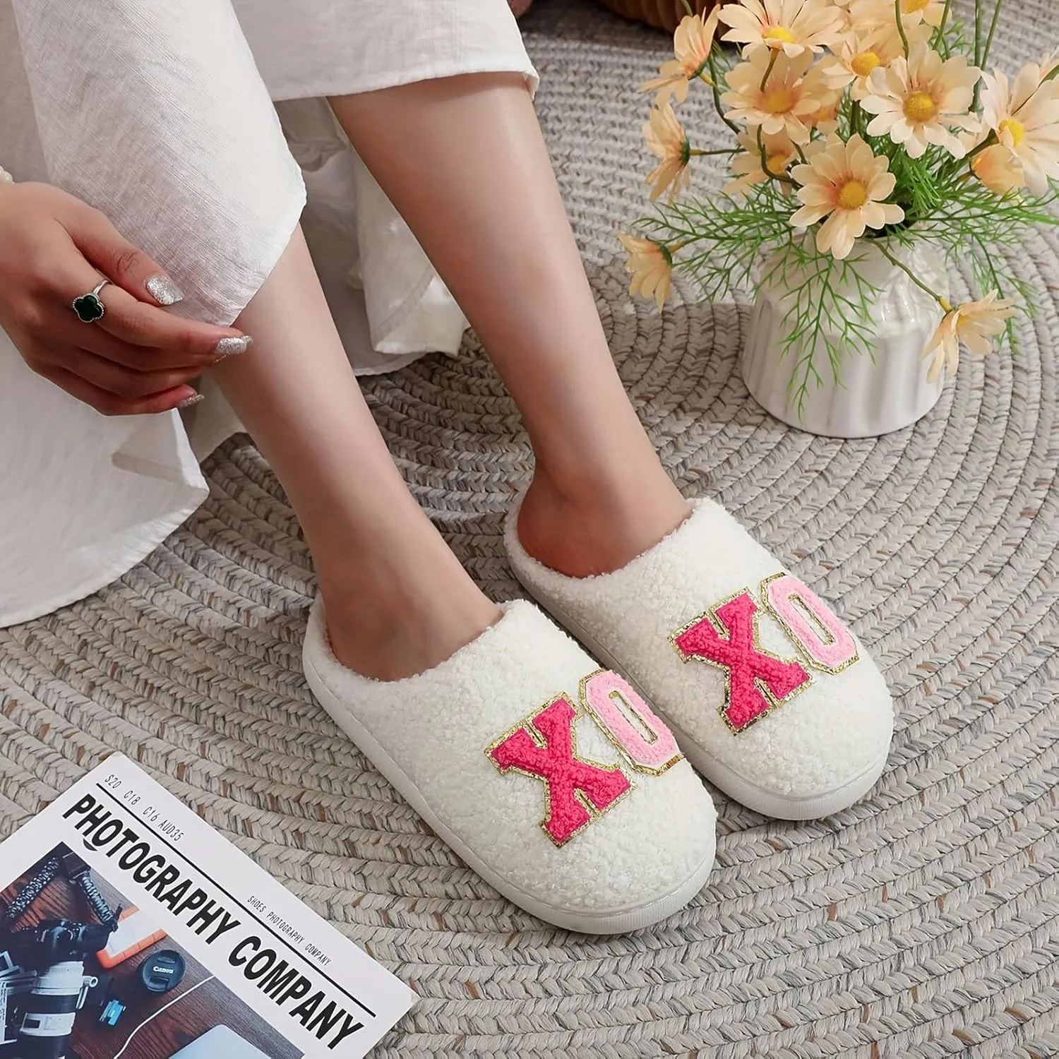 Women's Men's Fuzzy Memory Foam Slippers Fluffy Warm Comfort Light Weight Indoor Outdoor House Couple Shoes