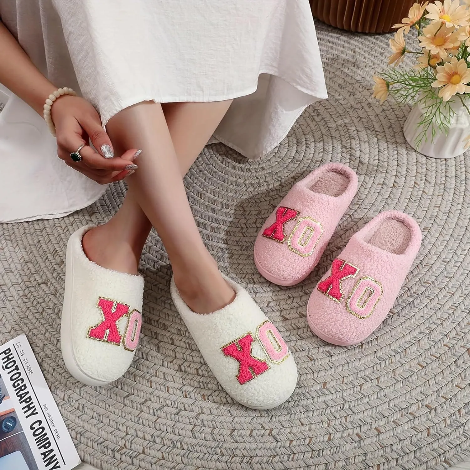 Women's Men's Fuzzy Memory Foam Slippers Fluffy Warm Comfort Light Weight Indoor Outdoor House Couple Shoes