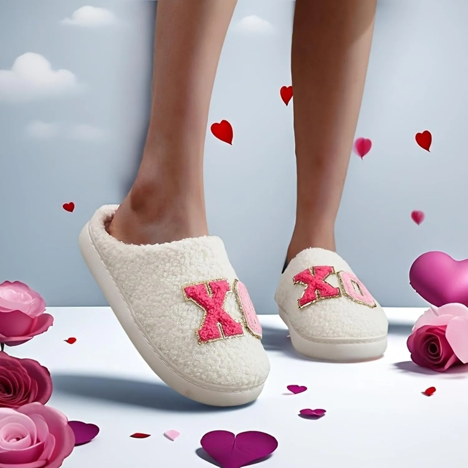 Women's Men's Fuzzy Memory Foam Slippers Fluffy Warm Comfort Light Weight Indoor Outdoor House Couple Shoes