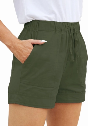 Womens Comfy Drawstring Casual Elastic Waist Pocketed Loose Fit Shorts Plus Size