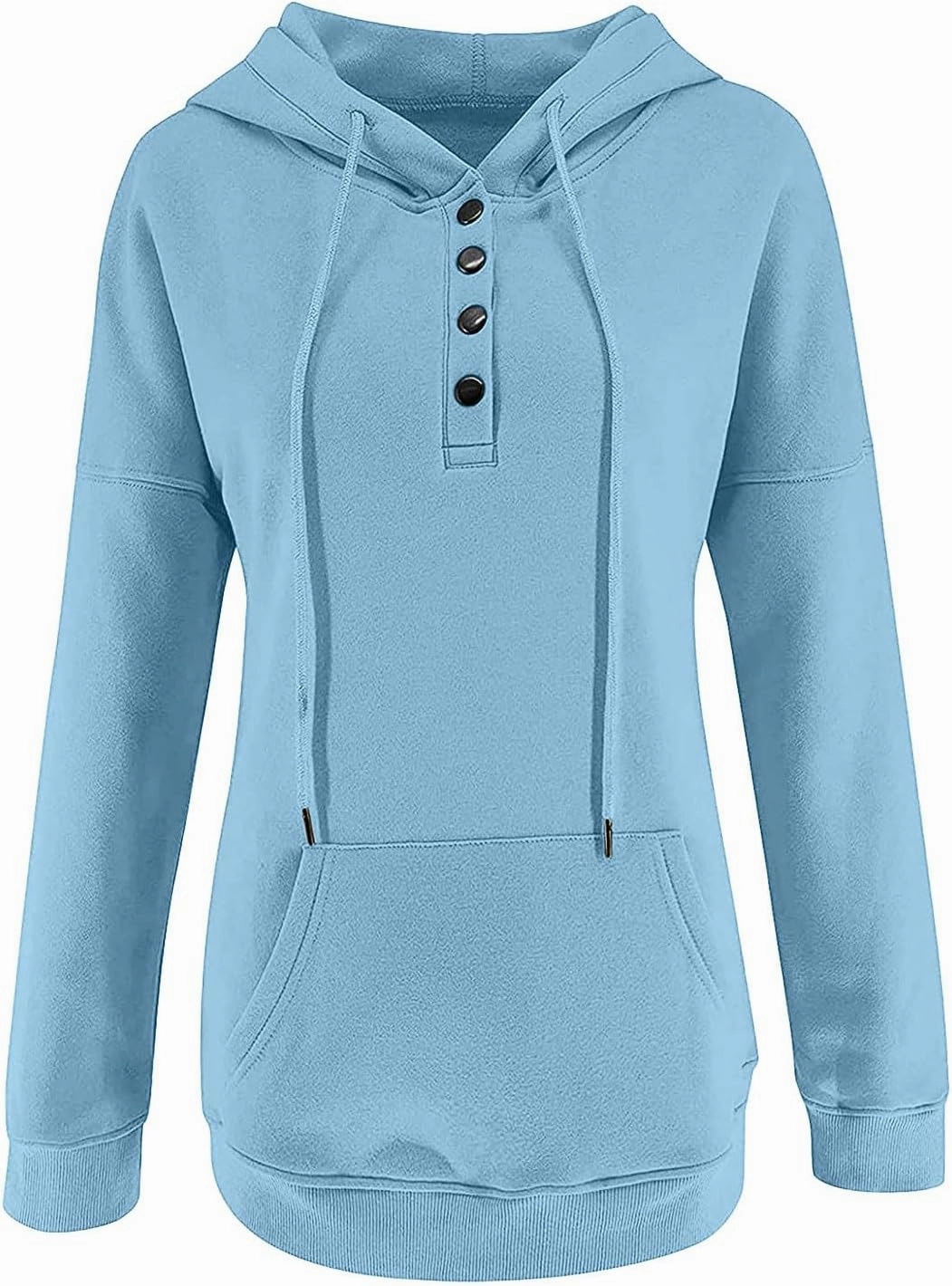 Womens Hooded Sweatshirts Solid Button Down Y2K Hoodies Long Sleeve Pullover Tops 2023 Fall Trendy Clothes