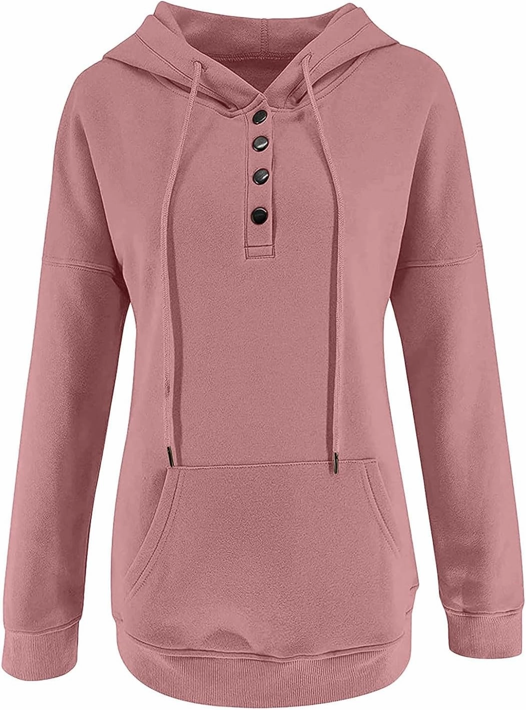 Womens Hooded Sweatshirts Solid Button Down Y2K Hoodies Long Sleeve Pullover Tops 2023 Fall Trendy Clothes