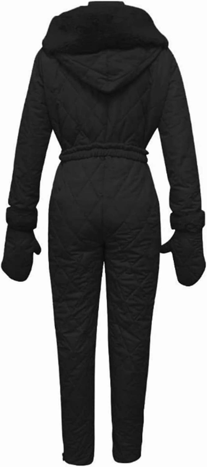 Womens Ski Jacket One Piece Snowsuits for Adults Snow Jumpsuit Plus Size Puffer Jacket Warm Winter Waterproof Coat