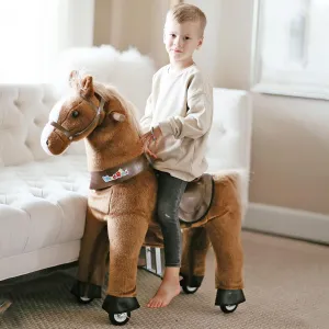 WondeRides Ride on Horse Pony Cycle Toy Kids Riding Horse, 30.1 Inch Height Pony Ride Plush Walking Animal Rocking Mechanical Riding Pony with Wheels, No Battery Size 3 for 3 to 4 Years Old M345