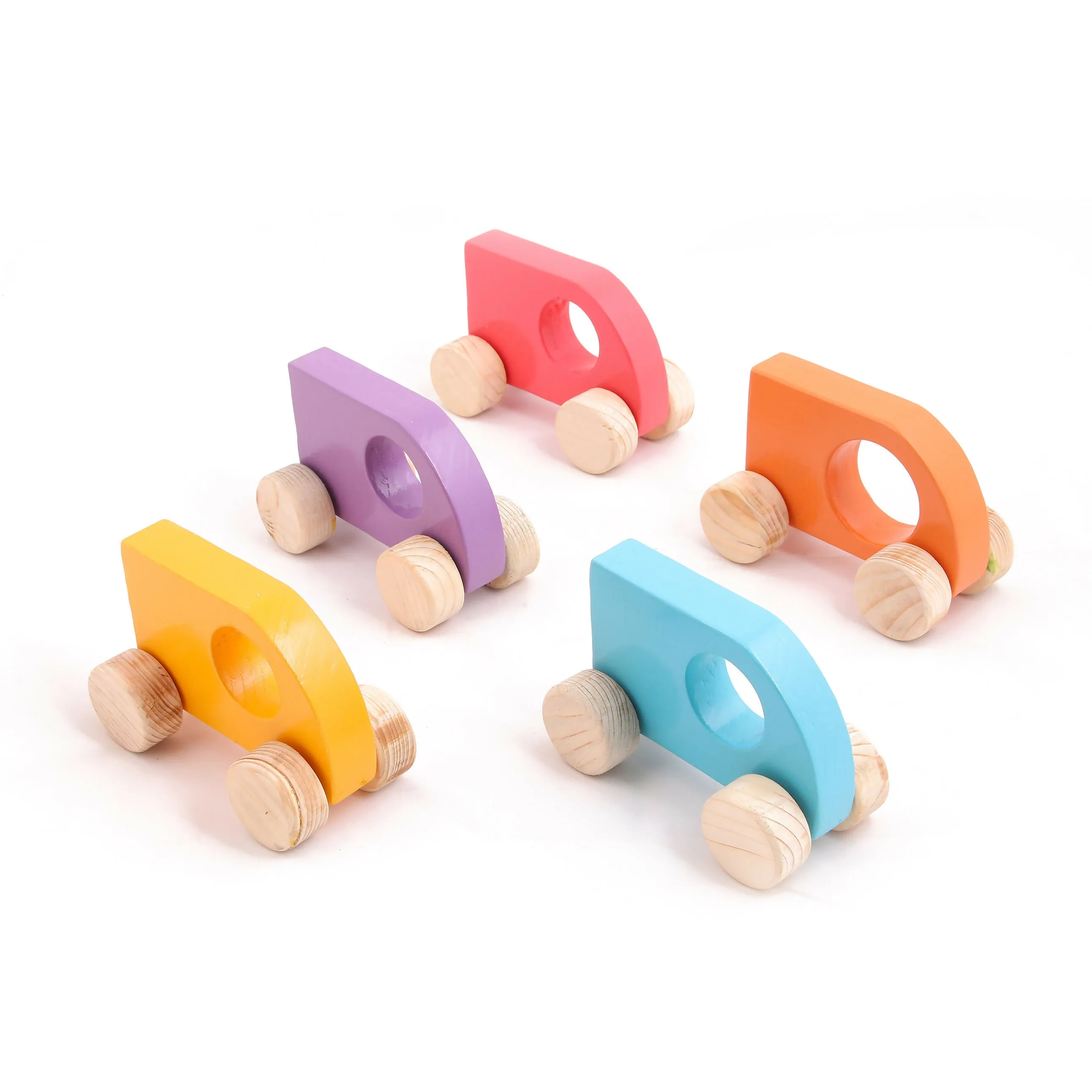 Wooden Push Toy Mini Sumo Car's set for Kids - Small Size(5 pcs)