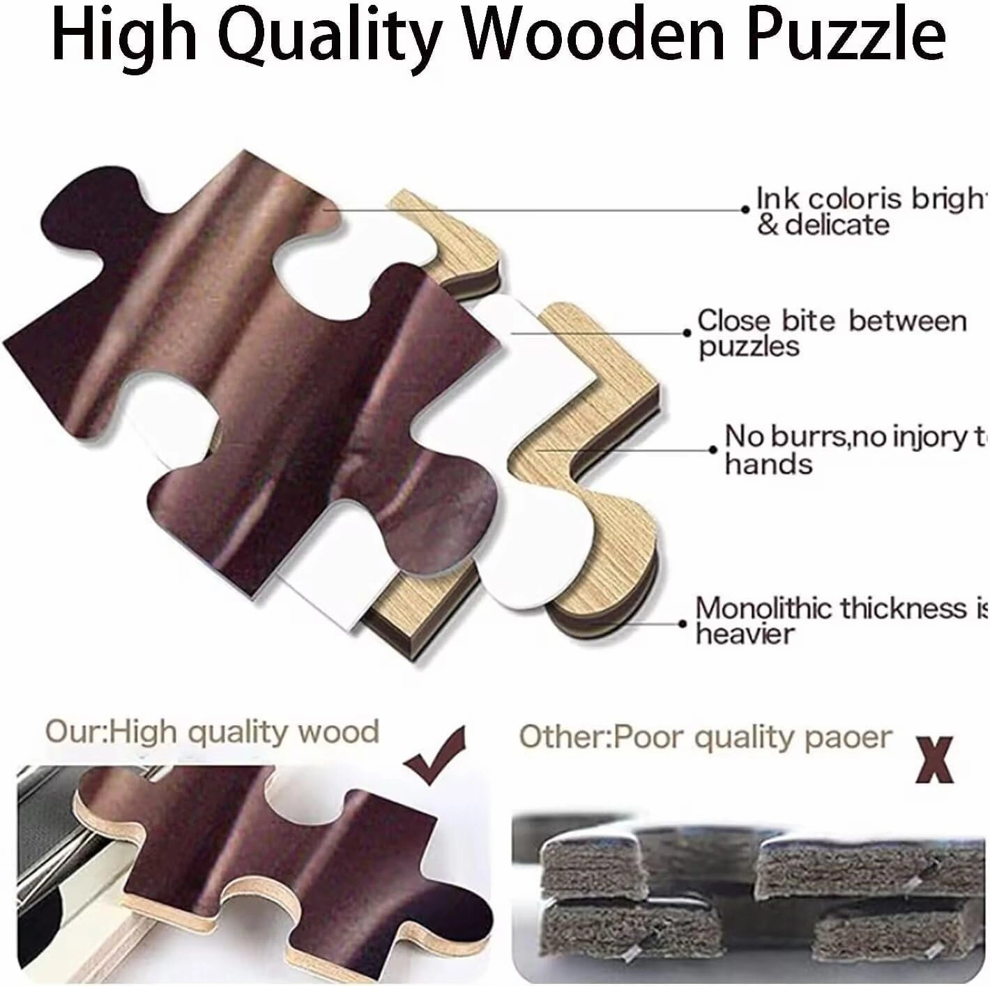 Wooden Puzzle Green Clover St. Patrick's Day Building Bricks Hard Challenging Exercise Intellegent Wall Decor Suitable for Teenager or Adult 500 PCS