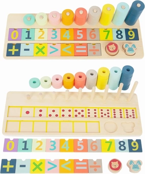 Wooden Toys for Toddlers, Shape Sorter Montessori Stacking Toys Educational Recognition Number Puzzle, Early Preschool Learning Gifts for 3 Year Old Girls Boys (Learning Toy)