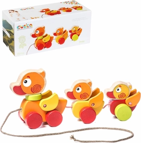 Wooden Walk Along Ducks – Pull Toys for Toddlers Ages 1-3 – Montessori Inspired, FSC-Certified Wood, German Water-Based Paint – Travel-Friendly Wooden Toy for Boys and Girls