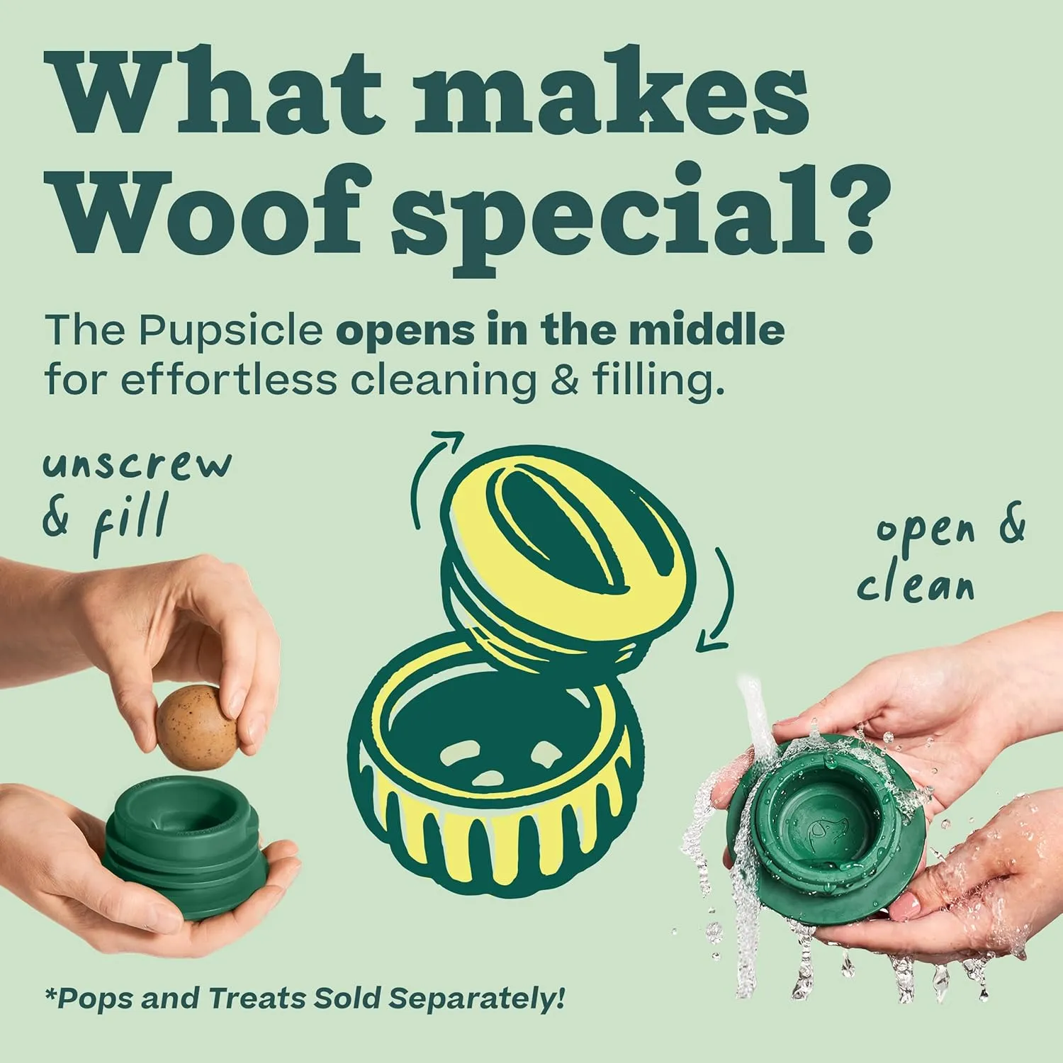 WOOF Pupsicle - Long-Lasting Interactive Dog Toy to Keep Your Pup Distracted - Safe for Dogs - Low-Mess Design - Dog Toys for Small Dogs 10-25 lbs