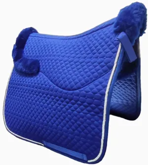 Woolous Dressage Saddle Pad – Square English Saddle Pad with Cotton Lining & Sheepskin Trim for Equestrian Riding