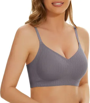 WOWENY Push Up Bras for Women No Underwire Wireless Jelly Strip Soft Support Comfortable Seamless Padded Bralette
