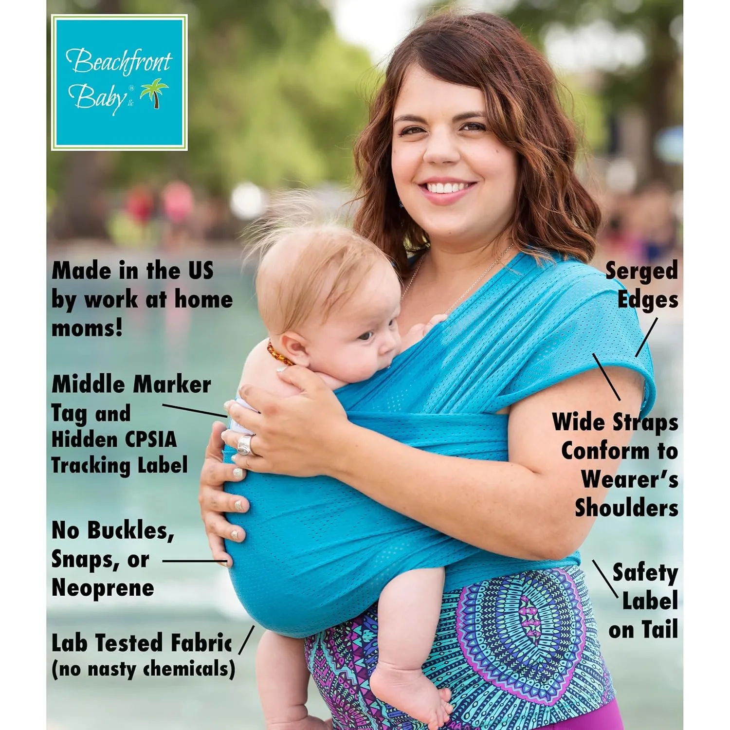 Wrap - Versatile Water & Warm Weather Baby Carrier | Made in USA with Safety Tested Fabric, CPSIA & ASTM Compliant | Lightweight, Quick Dry (Fucshia, One Size)