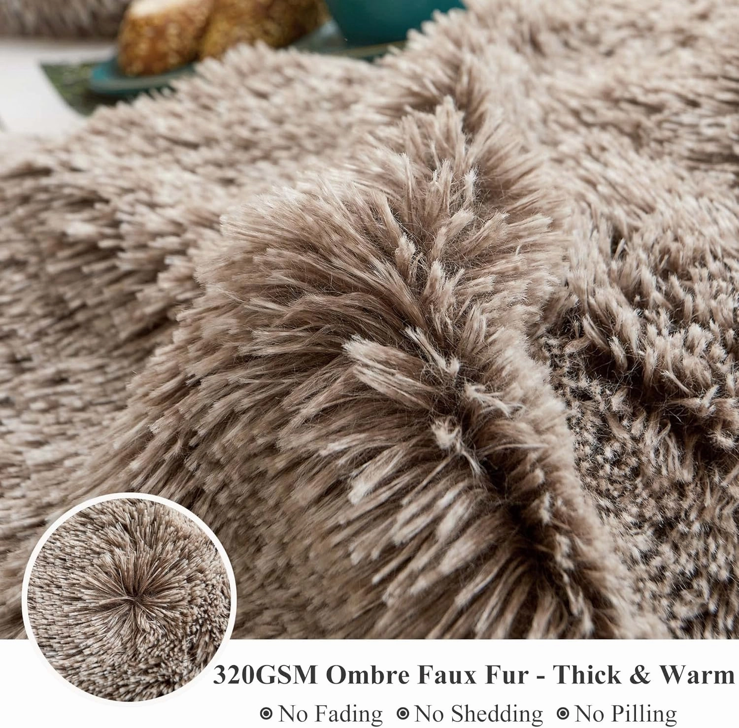 XeGe Plush Shaggy Duvet Cover Set, Luxury Ultra Soft Crystal Velvet Fluffy Bedding Sets 3 Pieces(1 Furry Faux Fur Comforter Cover   2 Fuzzy Faux Fur Pillow Cases), Zipper Closure(Queen, Khaki Ombre)