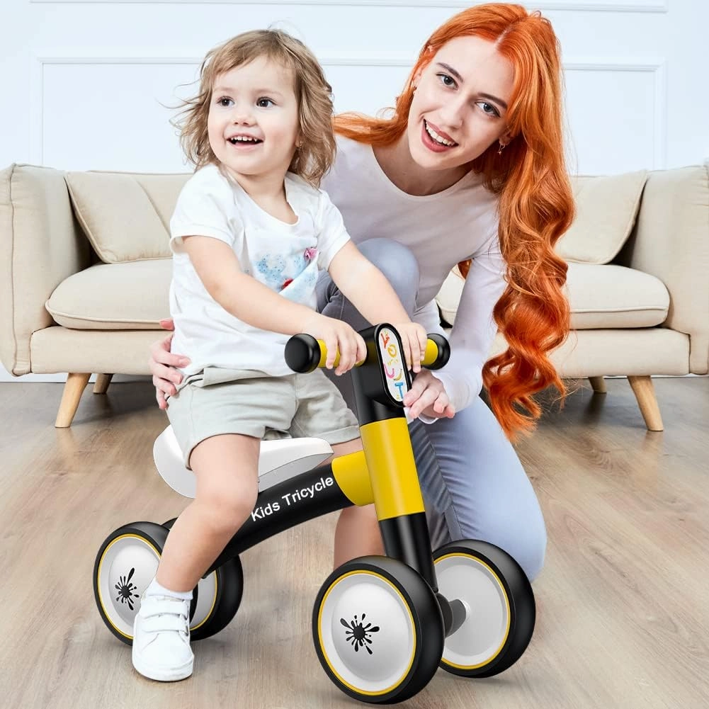 XIAPIA Baby Balance Bike Toys for 1 Year Old Boy Girl Gifts, 10-24 Month Toddler Balance Bike with 4 Silence Wheels, No Pedal Toddler First Bike, First Birthday Gifts Christmas for Boys and Girls
