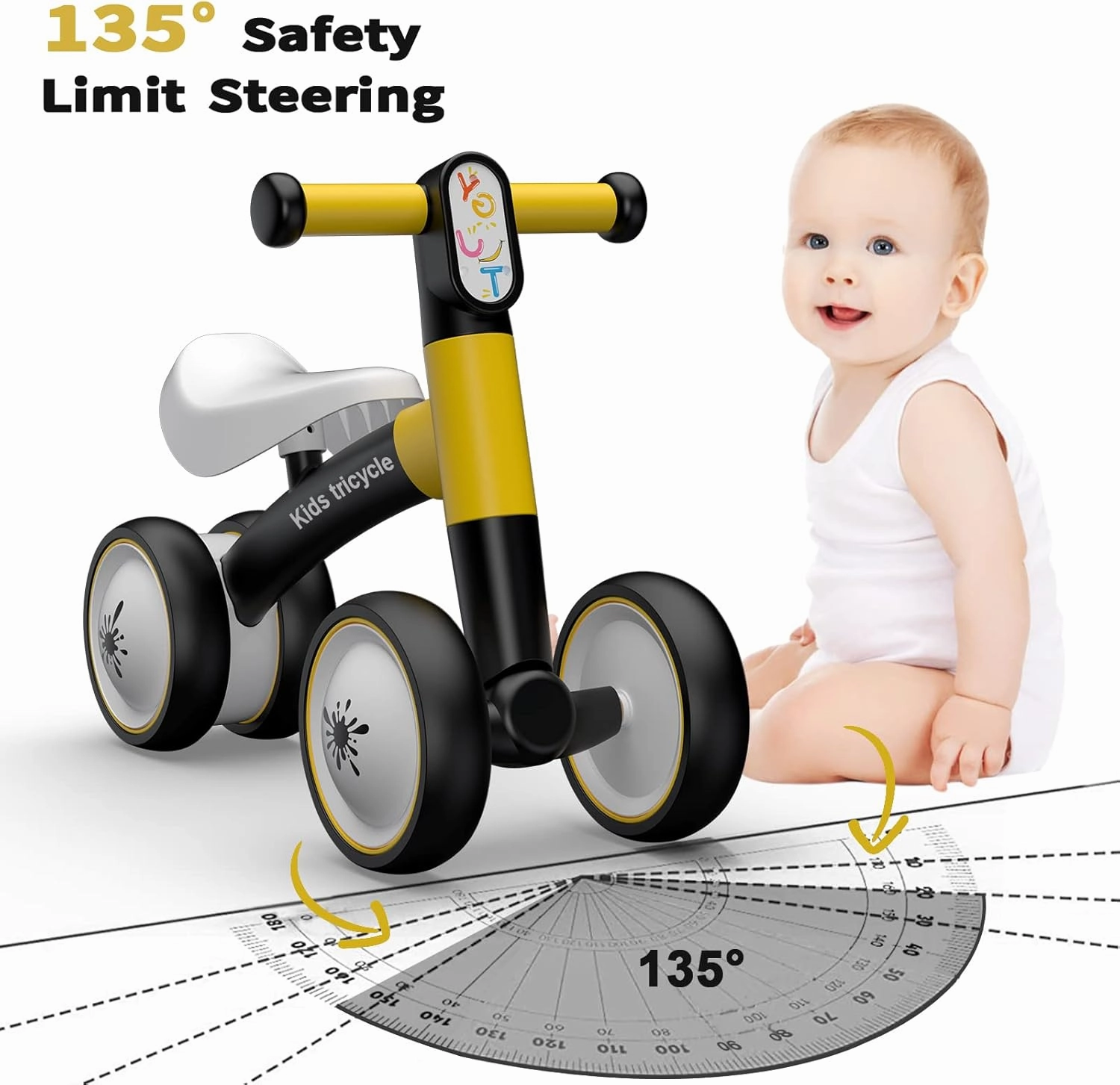 XIAPIA Baby Balance Bike Toys for 1 Year Old Boy Girl Gifts, 10-24 Month Toddler Balance Bike with 4 Silence Wheels, No Pedal Toddler First Bike, First Birthday Gifts Christmas for Boys and Girls