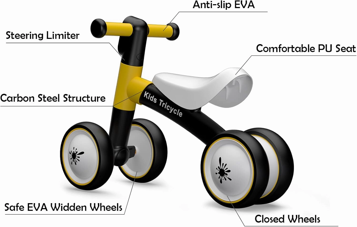 XIAPIA Baby Balance Bike Toys for 1 Year Old Boy Girl Gifts, 10-24 Month Toddler Balance Bike with 4 Silence Wheels, No Pedal Toddler First Bike, First Birthday Gifts Christmas for Boys and Girls