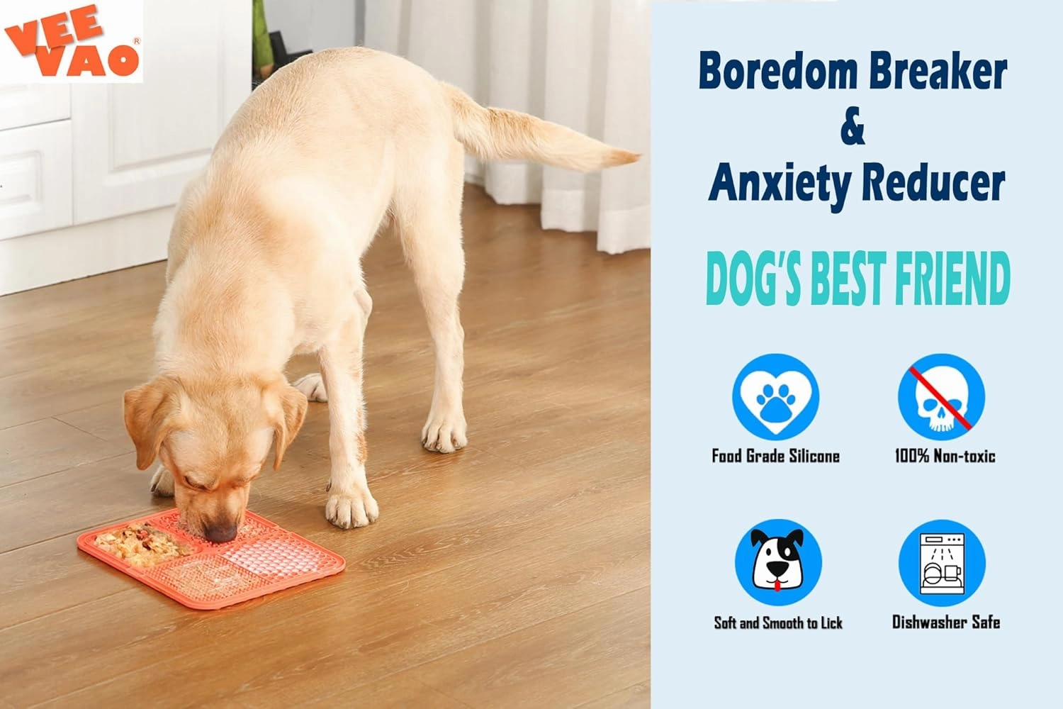 XL Lick mat for Large Dogs Breed, 12"×10" Food Grade Silicone Dog Lick Mat with Suction Cups, Lick Matts for Large Dogs Anxiety Reliever, Peanut Butter Lick Mat for Boredom Breaker (Coral Red)