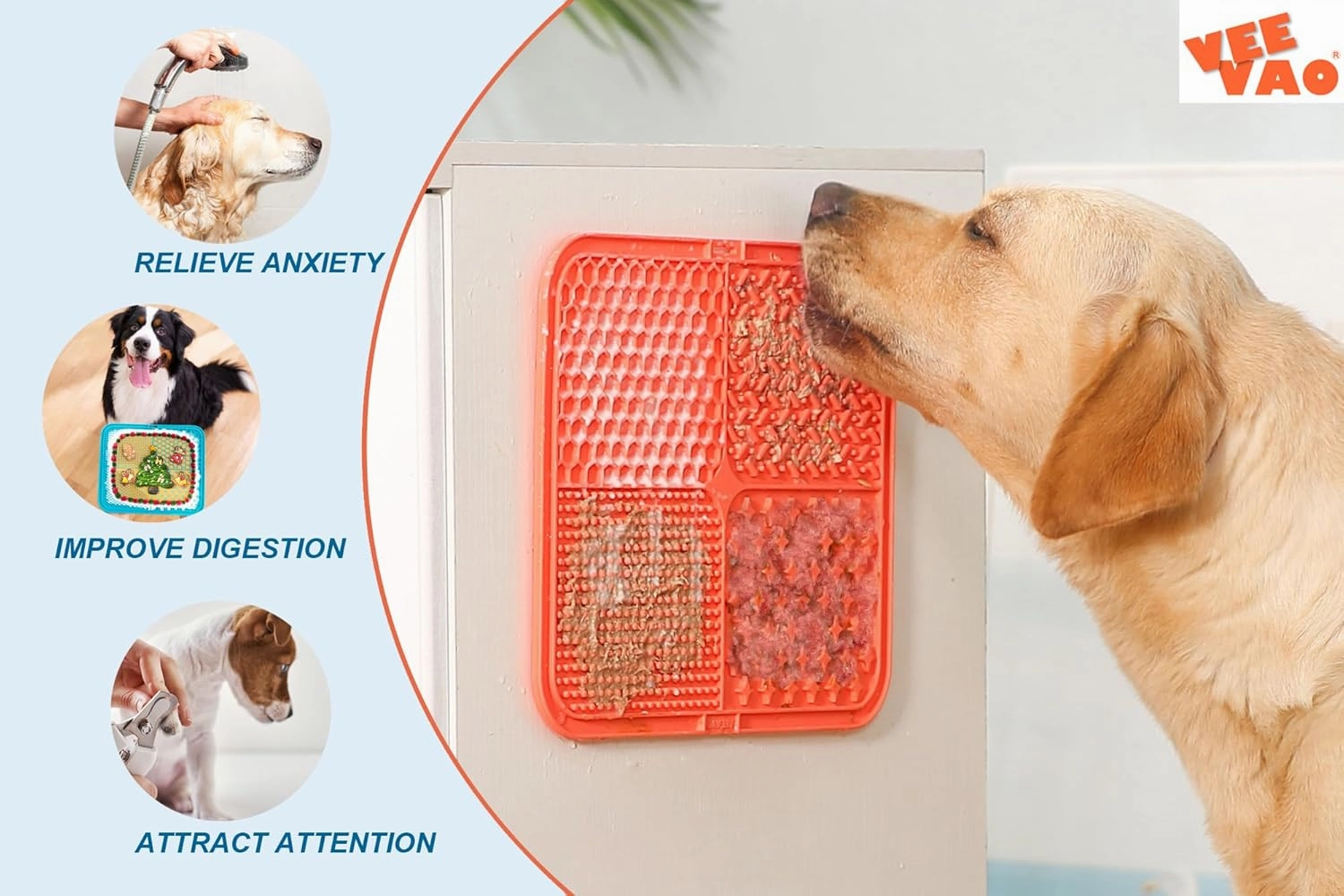 XL Lick mat for Large Dogs Breed, 12"×10" Food Grade Silicone Dog Lick Mat with Suction Cups, Lick Matts for Large Dogs Anxiety Reliever, Peanut Butter Lick Mat for Boredom Breaker (Coral Red)