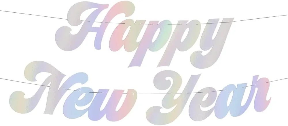 xo, Fetti New Years Eve Party Banner - Iridescent | NYE Party Favors, Happy New Year Decorations, NYE 2023 Decor