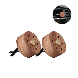 Yeejok Essential Oil Diffuser for Car with Vent Clip, Wooden Stainless Steel Lava Stone Aromatherapy Diffuser Locket Mini Air Freshener for Travel, 2 Pack