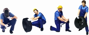 Yiju Hand Painted 1/64 Miniature People Figurines for Garage Scenes, Car Models, Diorama, Micro Landscape Decor, DIY Projects - Blue B