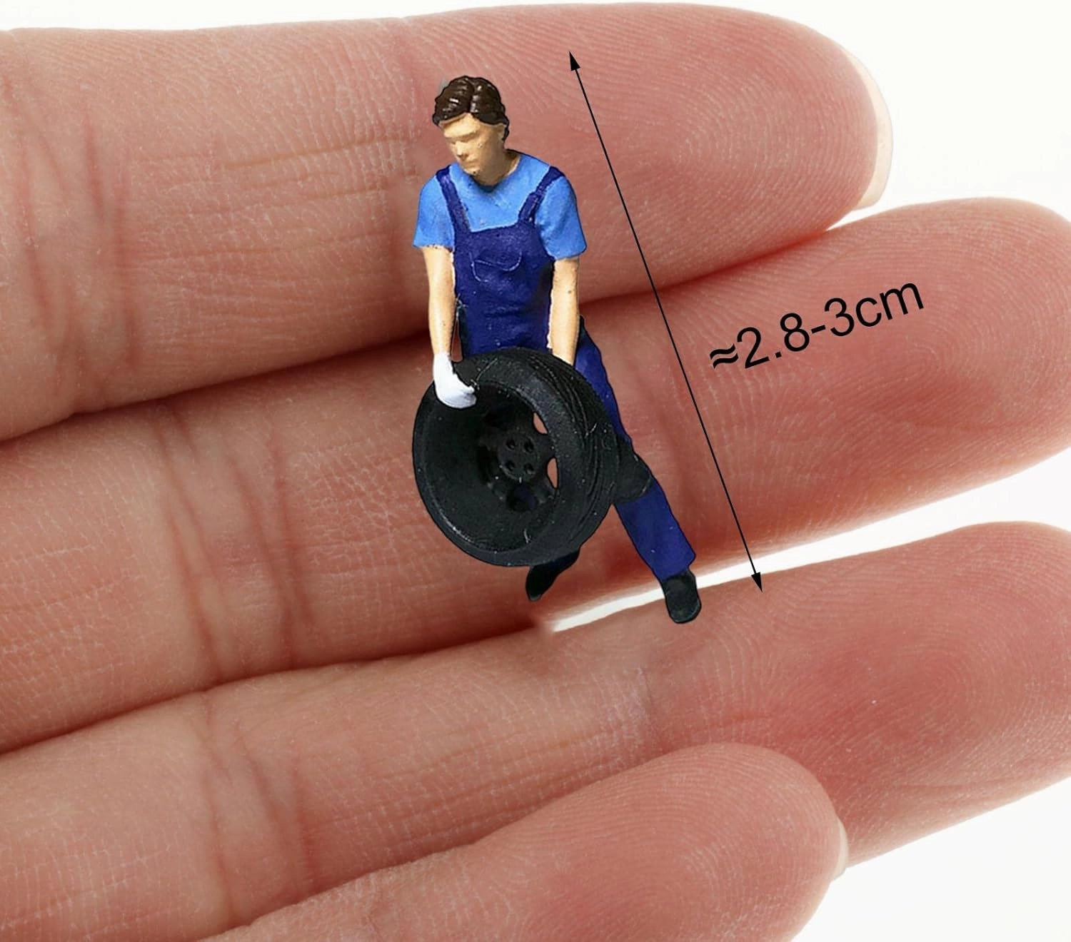 Yiju Hand Painted 1/64 Miniature People Figurines for Garage Scenes, Car Models, Diorama, Micro Landscape Decor, DIY Projects - Blue B